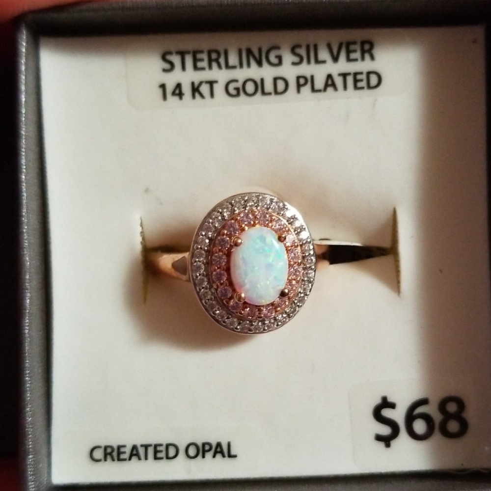 Sterling silver 14kt gold plated opal ring